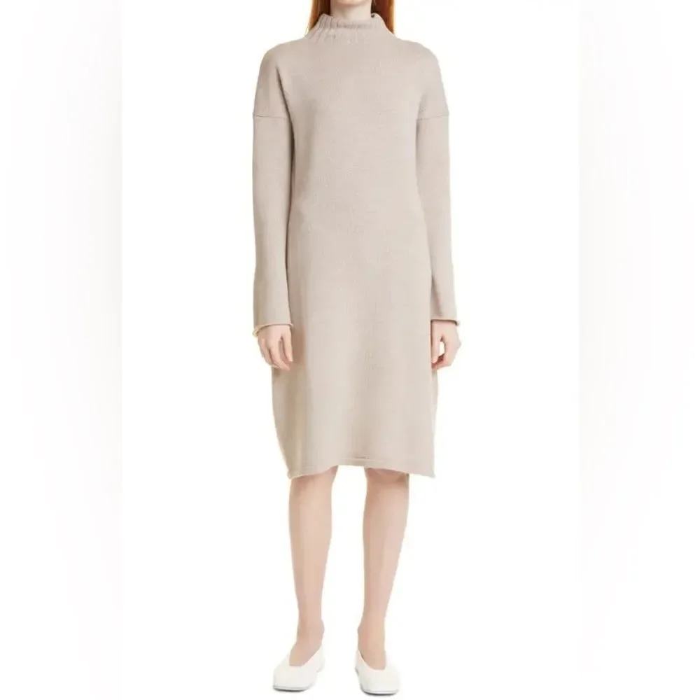 NWT MaxMara Leisure Navile Wool Sweater Turtleneck Dress Beige XS